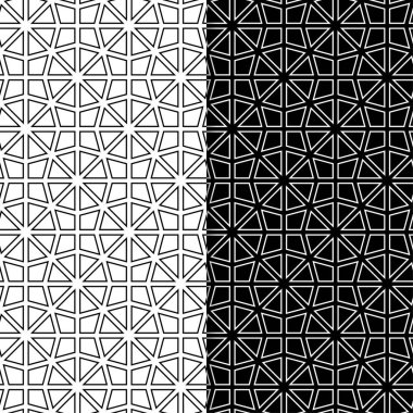 Web, Tekstil ve duvar kağıtları için dikişsiz desen siyah ve beyaz geometrik ayarla