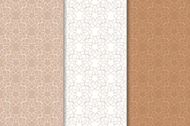 Web, Tekstil ve duvar kağıtları için dikişsiz desen kahverengi ve beyaz geometrik dizi