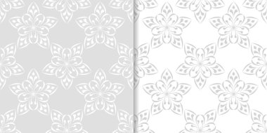 Işık gri çiçek arka planlar. Tekstil ve duvar kağıtları için dikişsiz desen seti