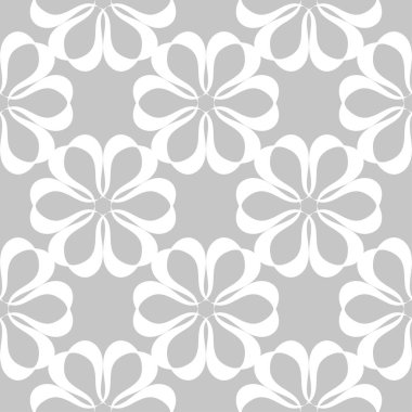 Gri arka plan üzerinde beyaz çiçek süsleme. Tekstil ve duvar kağıtları için seamless modeli