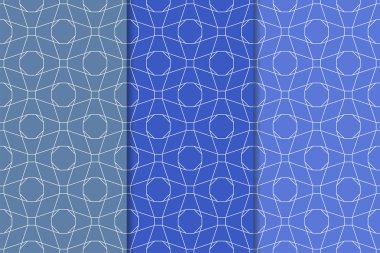 Web, Tekstil ve duvar kağıtları için dikey Dikişsiz desen mavi geometrik dizi