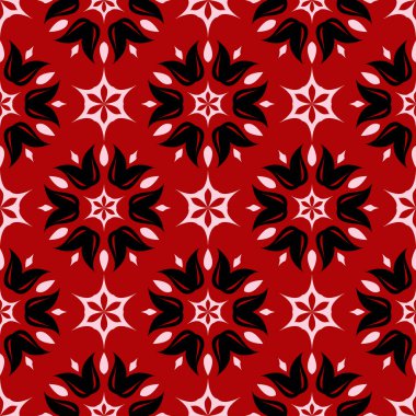 Kırmızı zemin üzerine çiçek seamless modeli. Arka plan duvar kağıtları, Tekstil ve kumaş için