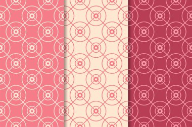 Kiraz kırmızısı geometrik süsler. Web, Tekstil ve duvar kağıtları için dikey Dikişsiz desen seti