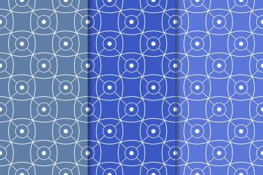 Mavi geometrik süsler. Web, Tekstil ve duvar kağıtları için dikey Dikişsiz desen seti
