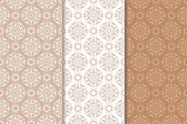 Kahverengi çiçek süsler. Tekstil ve duvar kağıtları için dikey Dikişsiz desen seti