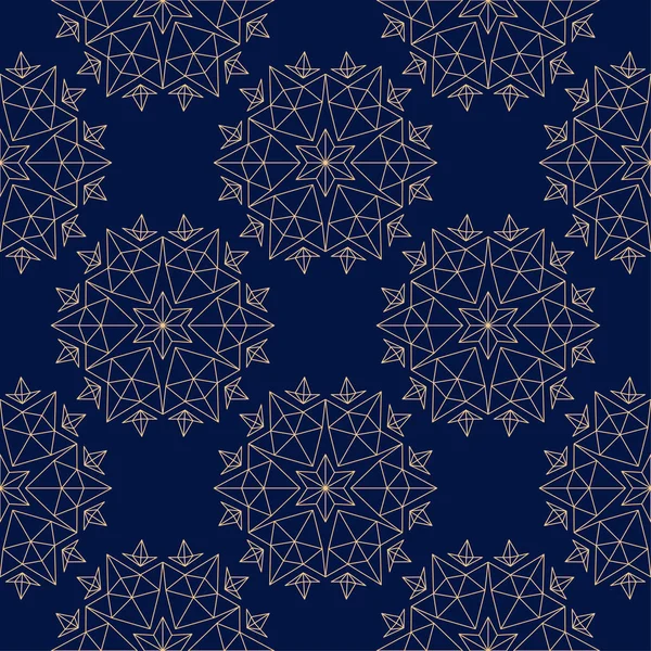 Koyu mavi zemin üzerine altın çiçek süsleme. Tekstil ve duvar kağıtları için seamless modeli