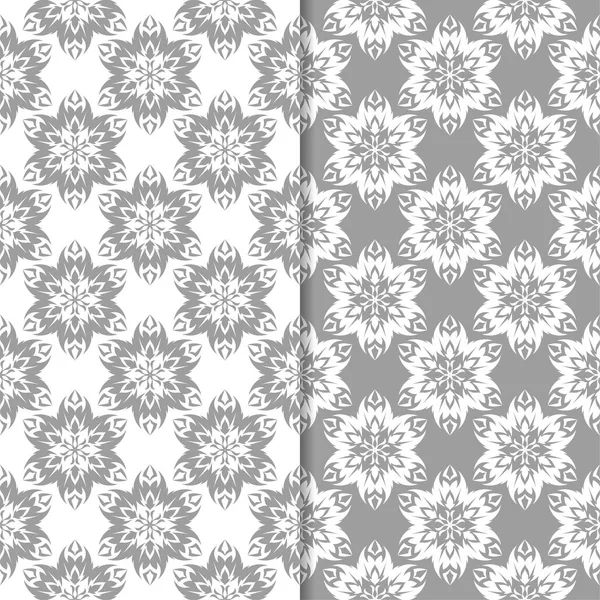 Beyaz ve gri arka plan çiçek kümesi. Tekstil ve duvar kağıtları için dikişsiz desen