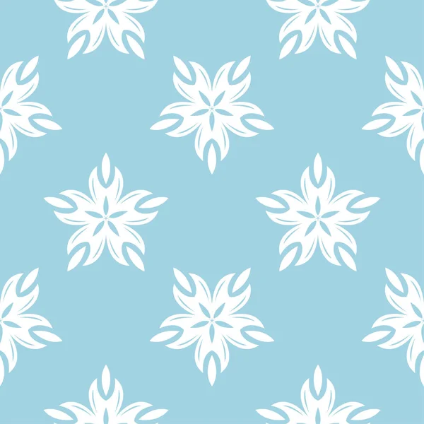 Mavi zemin üzerine beyaz çiçek süsleme. Tekstil ve duvar kağıtları için seamless modeli