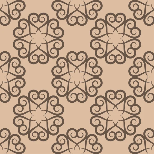 Adorno Floral Marrón Sobre Fondo Beige Patrón Sin Costuras Para — Vector de stock