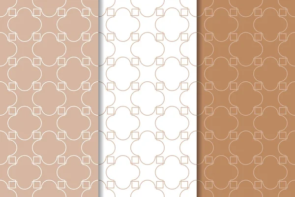 Kahverengi ve beyaz geometrik süsler. Web, Tekstil ve duvar kağıtları için dikişsiz desen seti