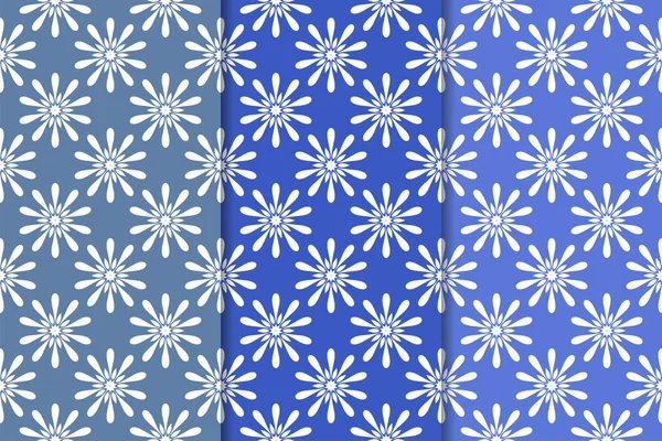Çiçek desenleri kümesi. Mavi dikey Dikişsiz desen. Duvar kağıdı arka plan