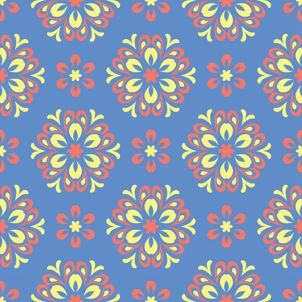 Florales Blaues Nahtloses Muster Heller Hintergrund Mit Farbigen Blumenelementen Für — Stockvektor