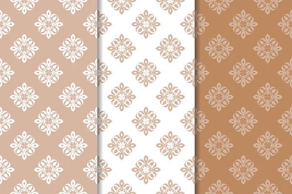 Kahverengi çiçek arka planlar. Tekstil ve duvar kağıtları için dikişsiz desen seti