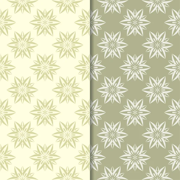 Zeytin yeşili çiçek arka planlar. Tekstil ve duvar kağıtları için dikişsiz desen seti