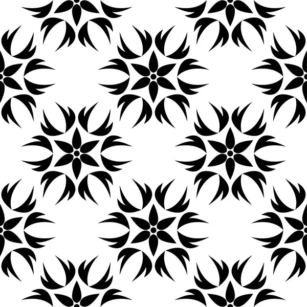Siyah ve beyaz çiçek süsleme. Tekstil ve duvar kağıtları için seamless modeli