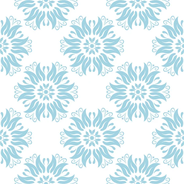 Ornement Floral Bleu Sur Fond Blanc Modèle Sans Couture Pour — Image vectorielle