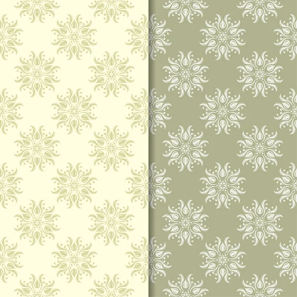 Zeytin yeşili çiçek arka planlar. Tekstil ve duvar kağıtları için dikişsiz desen seti