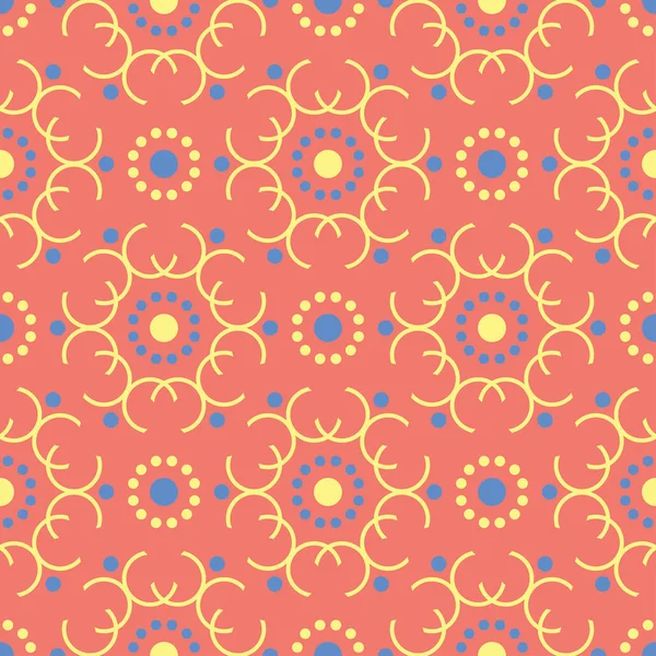 Geometrik kırmızı turuncu seamless modeli. Parlak arka plan duvar kağıtları, Tekstil ve kumaş için mavi ve sarı tasarımı ile