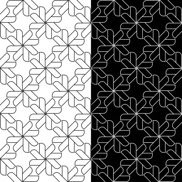 Black White Geometric Ornaments Set Seamless Patterns Web Textile Wallpapers — Stock Vector