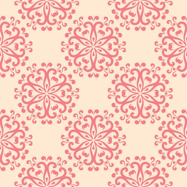 Bej renkli arka plan üzerinde kırmızı çiçekli süs. Tekstil ve duvar kağıtları için seamless modeli