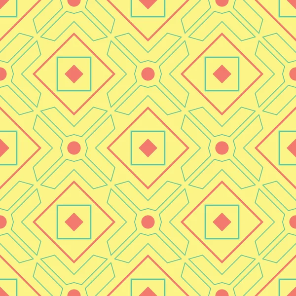 Geometrik yeşil ve pembe elemanları ile Seamless modeli. Sarı çok renkli arka plan duvar kağıtları, Tekstil ve kumaş için