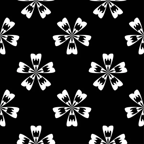 Siyah arka plan üzerine beyaz çiçek süsleme. Tekstil ve duvar kağıtları için seamless modeli