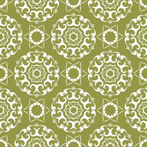 Beyaz çiçek zeytin yeşil zemin üzerine. Tekstil ve duvar kağıtları için seamless modeli