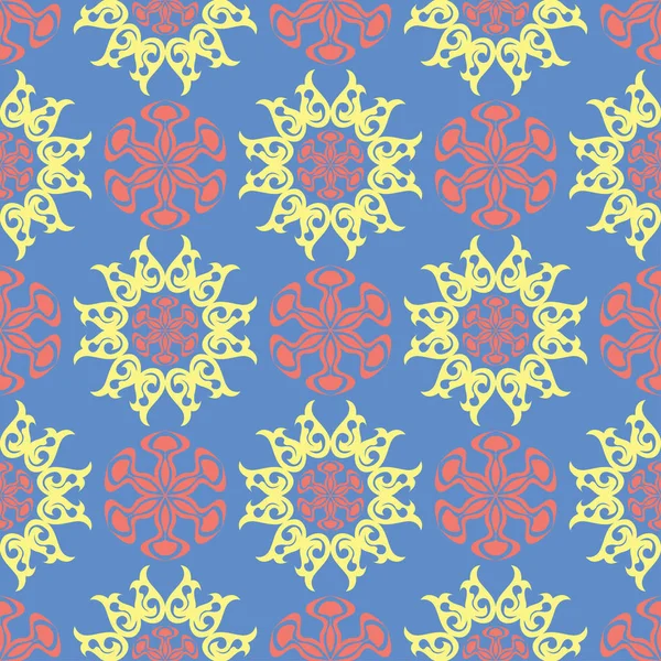 Çiçek tasarım ile mavi seamless modeli. Renkli arka plan duvar kağıtları, Tekstil ve kumaş için kırmızı sarı çiçek öğeleri ile