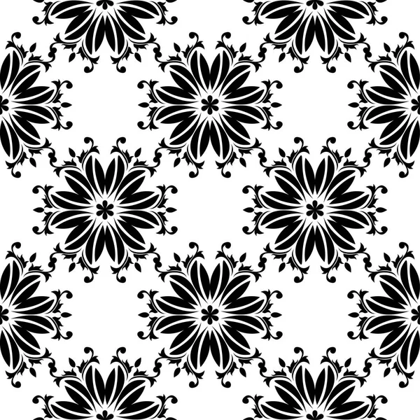 Beyaz arka planda siyah çiçekler. Tekstil ve duvar kağıtları için seamless modeli