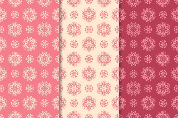 Kırmızı çiçekli süsler kümesi. Kiraz pembe dikey Dikişsiz desen. Duvar kağıdı arka plan