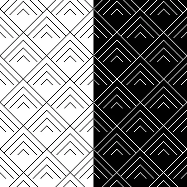 Black White Geometric Ornaments Set Seamless Patterns Web Textile Wallpapers — Stock Vector