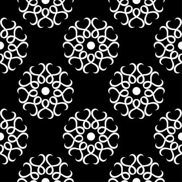 Siyah arka plan üzerine beyaz çiçek süsleme. Tekstil ve duvar kağıtları için seamless modeli