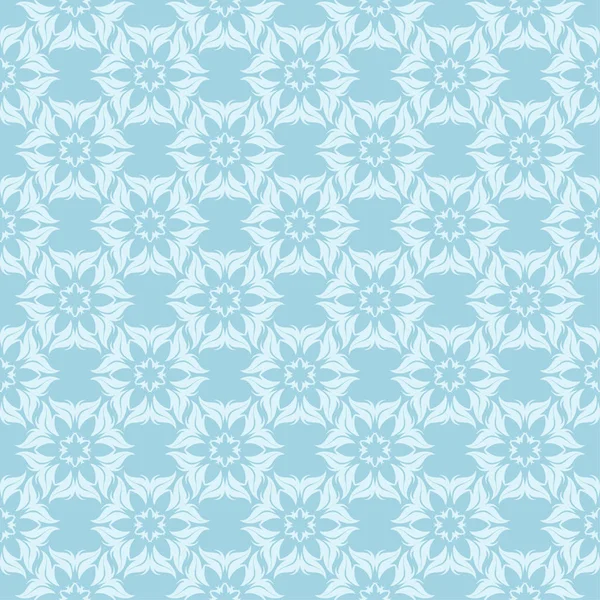 蓝色背景上的白色花纹图案 纺织品和墙纸无缝装饰品 — 图库矢量图片