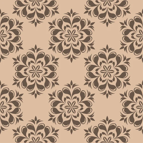 Bej renkli arka plan üzerinde kahverengi çiçek süsleme. Tekstil ve duvar kağıtları için seamless modeli