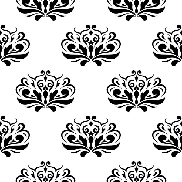 Beyaz arka planda siyah çiçek süsleme. Tekstil ve duvar kağıtları için seamless modeli