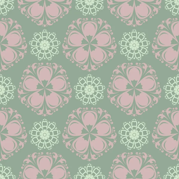 Çiçek seamless modeli. Zeytin yeşili arka plan duvar kağıtları, Tekstil ve kumaş için soluk pembe çiçek öğeleri ile