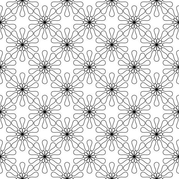 Kesintisiz beyaz zemin üzerine siyah çiçek süsleme. Tekstil ve duvar kağıtları için seamless modeli