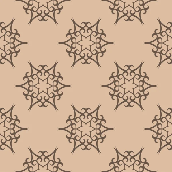 Kahverengi ve bej çiçekli süs. Tekstil ve duvar kağıtları için seamless modeli