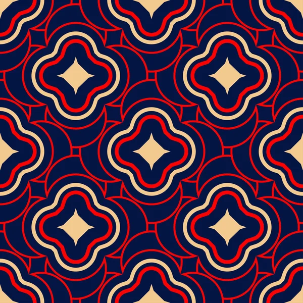 Геометрический Бесшовный Рисунок Цветной Красный Бежевый Синий Фон Обоев Текстиля — стоковый вектор