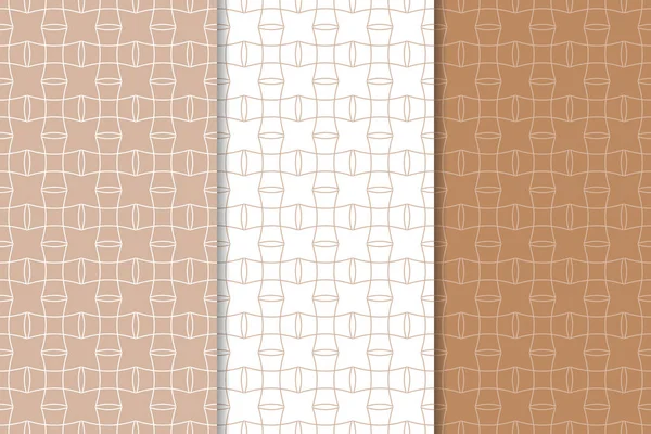 Kahverengi ve beyaz geometrik süsler. Web, Tekstil ve duvar kağıtları için dikişsiz desen seti