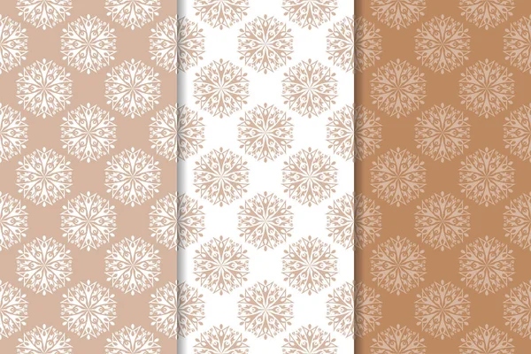 Kahverengi çiçek arka planlar. Tekstil ve duvar kağıtları için dikişsiz desen seti