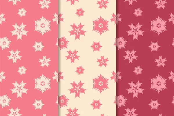 Kırmızı çiçekli süsler kümesi. Kiraz pembe dikey Dikişsiz desen. Duvar kağıdı arka plan