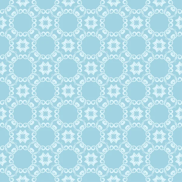 Beyaz ve mavi çiçek süs tasarım. Tekstil ve duvar kağıtları için seamless modeli