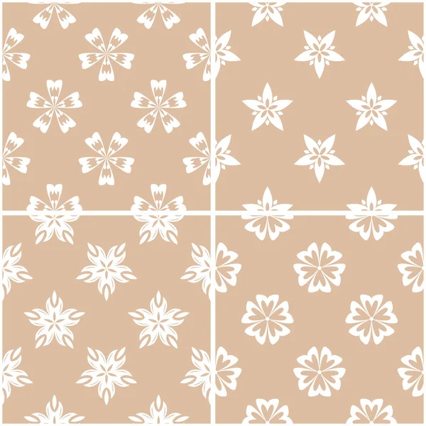 Çiçek desenleri. Sorunsuz arka plan bej ve beyaz dizi. Vektör çizim