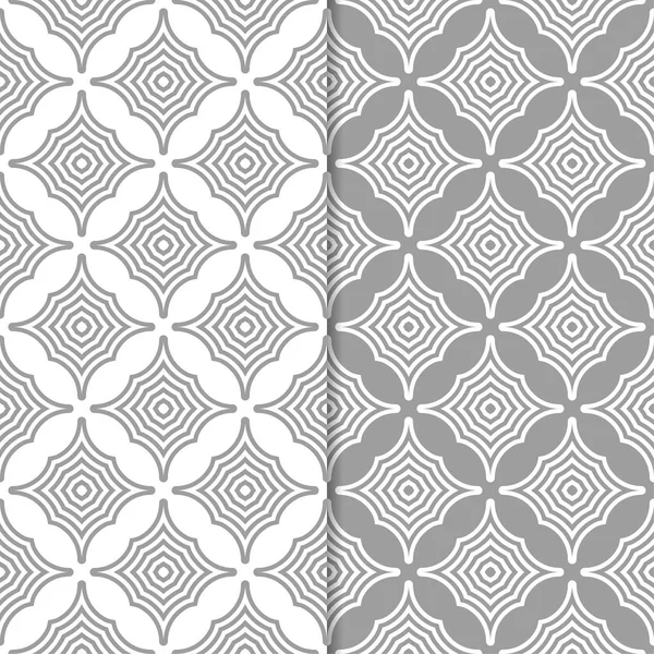 Geometrik süsler kümesi. Gri ve beyaz Dikişsiz desen web, Tekstil ve duvar kağıtları için