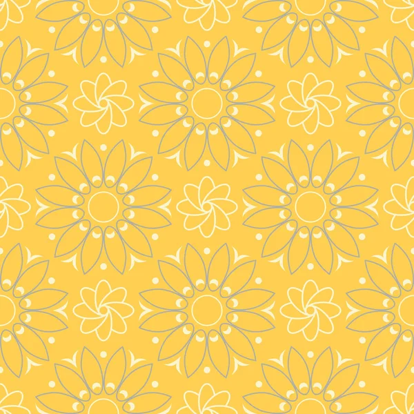 Yellow Floral Seamless Pattern Background Flower Designs Wallpapers Textile Fabrics — Stock Vector