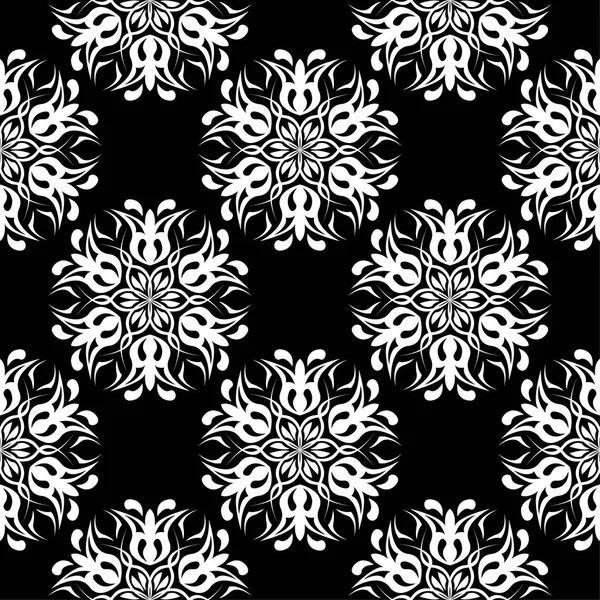 Witte Bloemen Ornament Zwarte Achtergrond Naadloze Patroon Voor Textiel Wallpapers — Stockvector