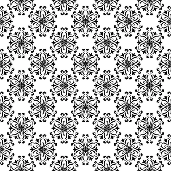 Zwarte Bloemdessin Witte Achtergrond Naadloze Patroon Voor Textiel Wallpapers — Stockvector