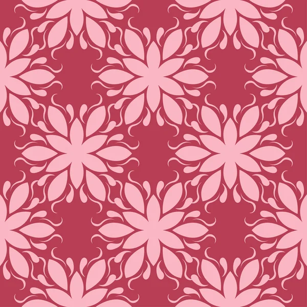 Kırmızı zemin üzerine çiçek süsleme. Tekstil ve duvar kağıtları için seamless modeli