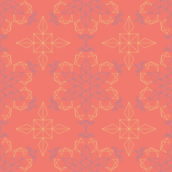 Çiçek seamless modeli. Sarı ve mavi çiçek elemanları ile parlak turuncu pembe